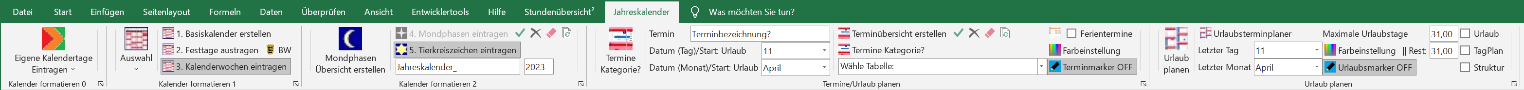 CalenderSmartTools Jahreskalender